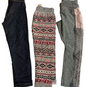 Avia Kids Leggings Set - Black, Pink Pattern, Gray set of three size XS 4-5